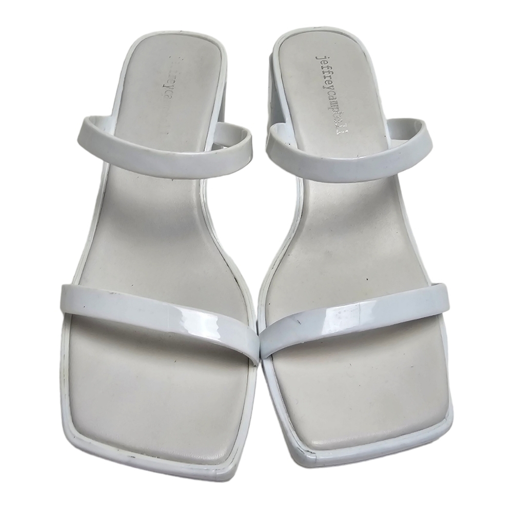 Jeffrey Campbell White Strappy Chunky Block Low Heel Size 7 - Picture 2 of 9